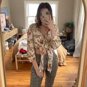floral shirt tied in front